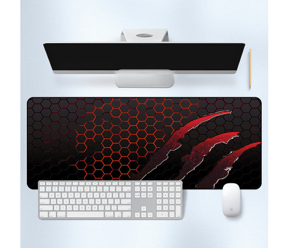 Килимок для мишки Honeycomb 300*800мм, товщина 2,0 мм, прошитий, Black/Red (S5382)