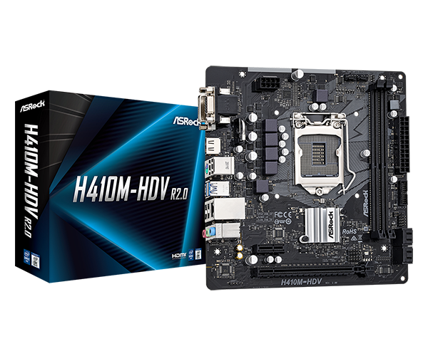 Материнська плата ASRock H410M-HDV R2.0 (s1200, Intel H410, PCI-Ex16) 