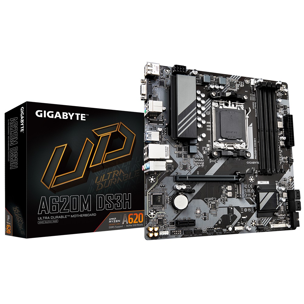 Материнська плата Gigabyte A620M DS3H, (AM5, Intel A620, PCI-Ex16, M.2, 4xDDR5)