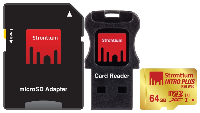 Флеш память microSD 64GB Strontium (Class 10) с SD адаптером UHS-1