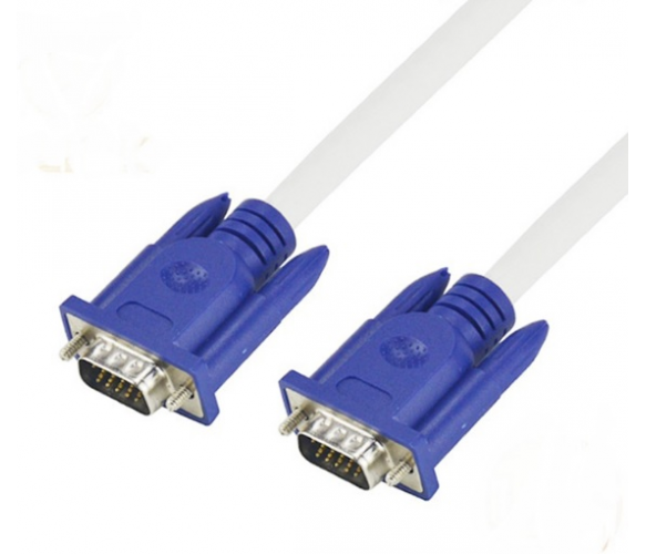 Кабель для монітора VGA - VGA 1.5m, (тато-тато), Merlion, біло-синій, 1 ферит, Пакет (YT-VGA(M)/(M)3+4WH-1.5)