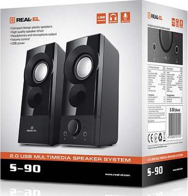 Колонки REAL-EL S-90 Black, USB (EL121100011)