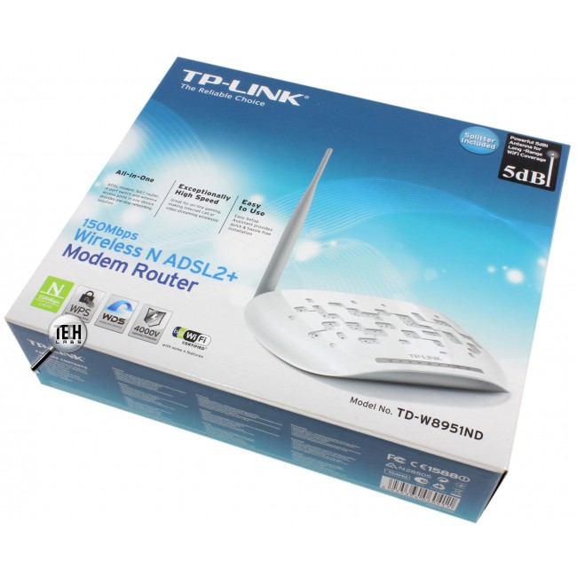 Модем-маршрутизатор TP-LINK TD-W8951ND (Wi-Fi точка доступа, 802.11n, 150 Мбит/с, 4xLAN)