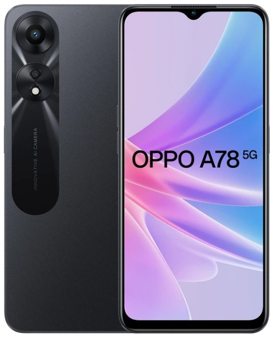 Мобільний телефон OPPO A78 5G Glowing Black, 6.5", MediaTek Dimensity 700 (2.2 ГГц), 8 ГБ, 128 ГБ, 2 Sim
