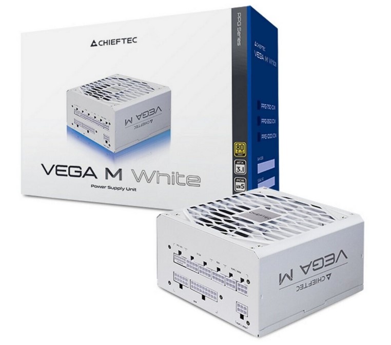 Блок живлення 750W Chieftec VEGA M WHITE 80+Gold, 12VHPW connector, модульні кабелі (PPG-750-CW) 