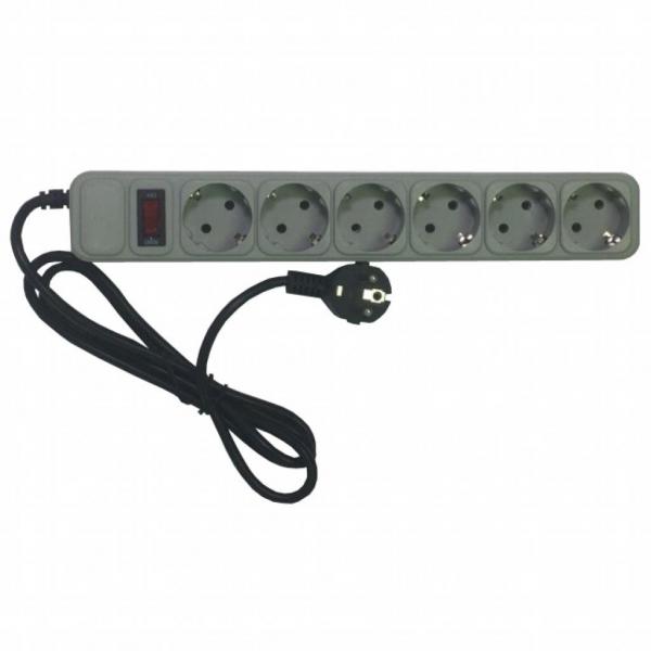 Мережевий фільтр LogicPower LP-X6 3,0м, 6 розеток сірий
