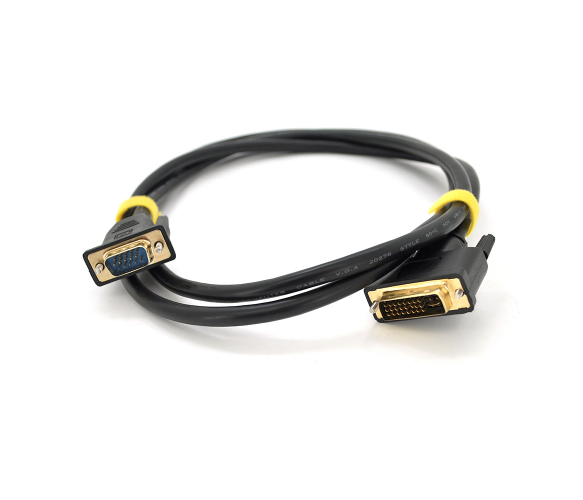 Кабель для монітора VGA - DVI I (24+5) 1.5м, круглий, чорний (NX-VGA-DVI1.5m/Bk)