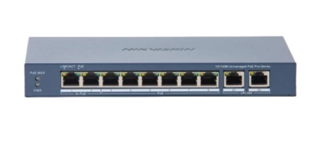 Комутатор Switch 10 Port Hikvision DS-3E0310 (2x100/1000 Gigabit, 8x10/100 + PoE)