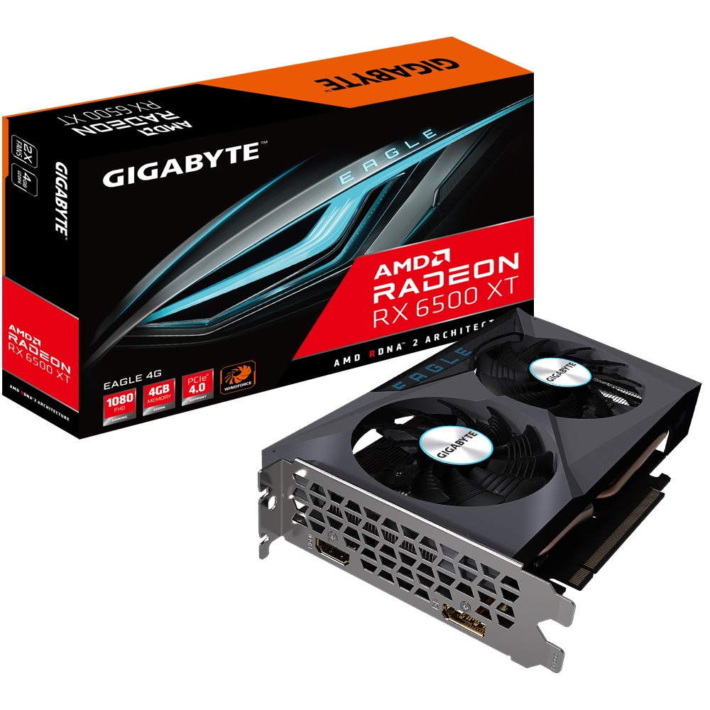 Відеоадаптер ATI Radeon RX 6500 XT 4GB GDDR6 (64Bit) Gigabyte Eagle (GV-R65XTEAGLE-4GD)
