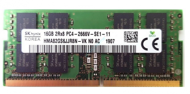 Модуль пам'яті SoDDR 4 16GB 2666 MHz 1.2v Hynix (HMA82GS6JJR8N-VK)