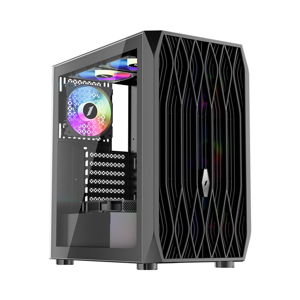 Корпус 1stPlayer AY7-BK-4F1 Black без БЖ