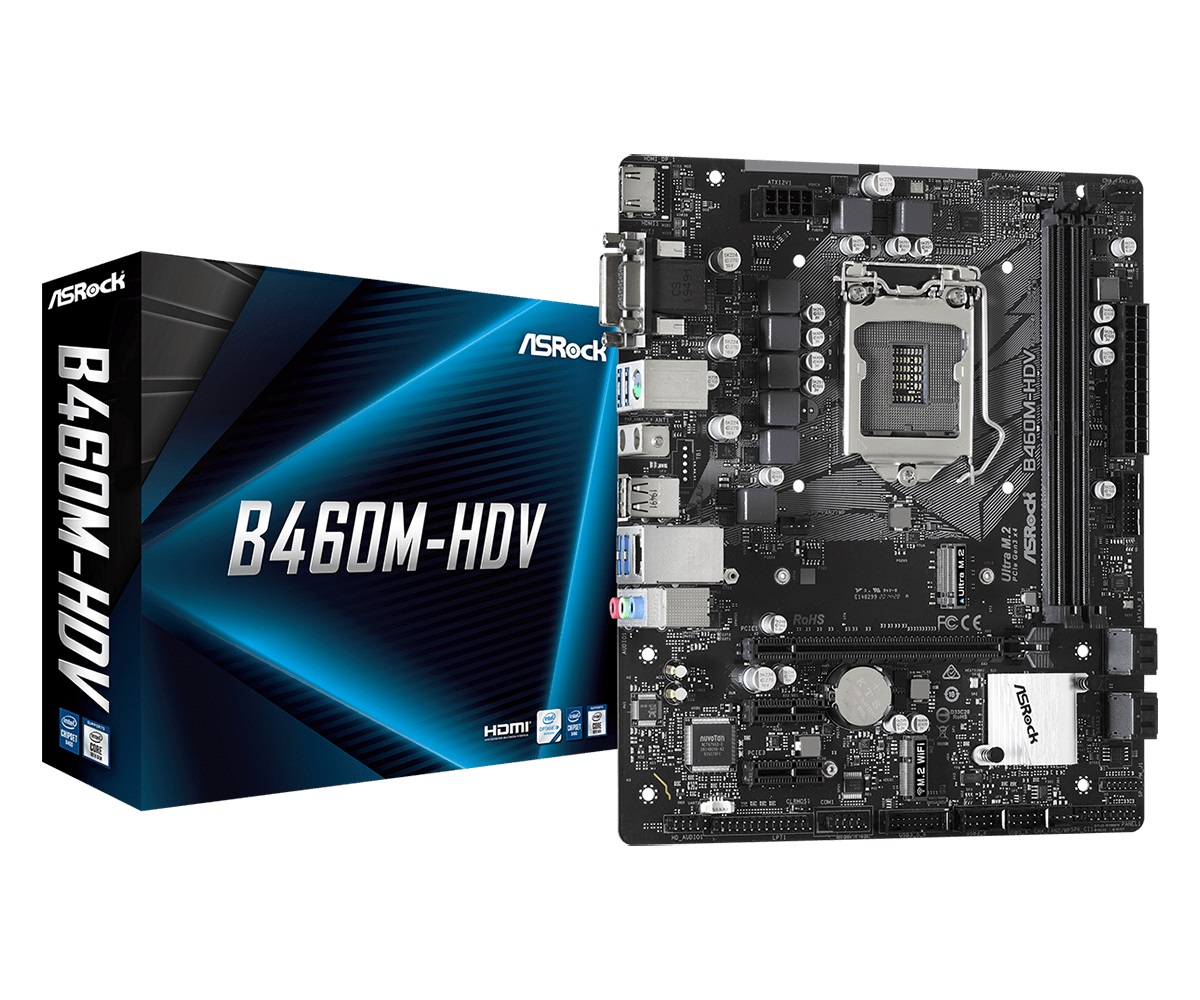 Материнська плата ASRock B460M-HDV (s1200, ATX 2xDDR4 3000 HDMI 1xM.2, RAID, RGB)