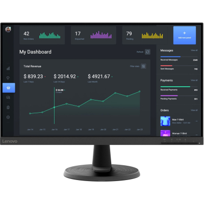 23.8" Монітор Lenovo D24-40, (FHD, VA, 75Hz, VGA, HDMI)