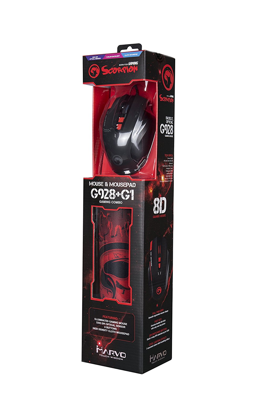 Мишка Marvo G928+G1 BK, USB, + килимком