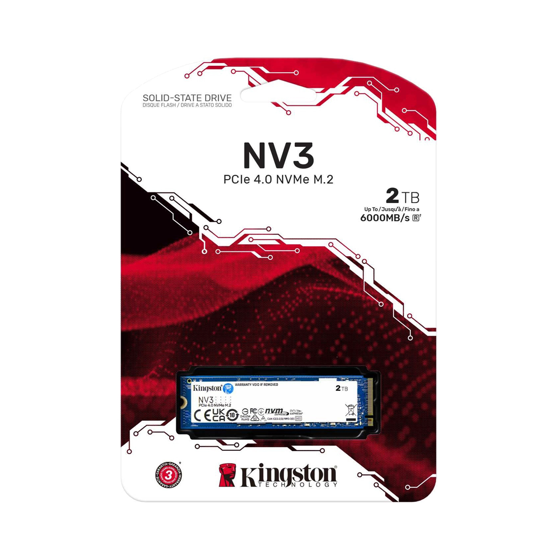 Накопичувач M.2 SSD 2TB Kngston NV3, NVMe PCIe 4.0 x4 (SNV3S/2000G)