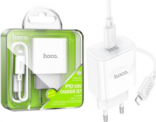 Зарядний пристрій Hoco C76A Pro 30W + кабель Type-C-Lightning