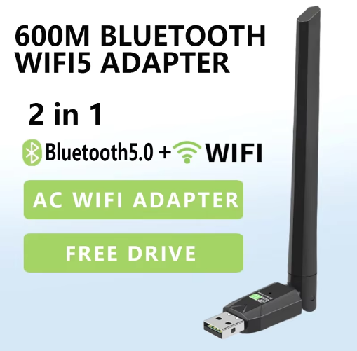 Обладнання Wi-Fi Adapter 600 Мбіт/с + Bluetooth 5.0, USB