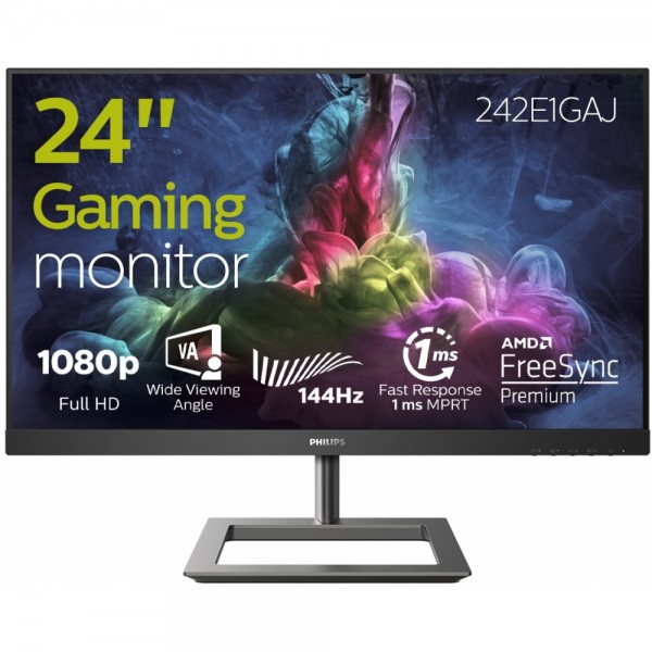 24" Монітор Philips 242E1GAJ/00, (VA, 144Hz, HDMI, DP), Black