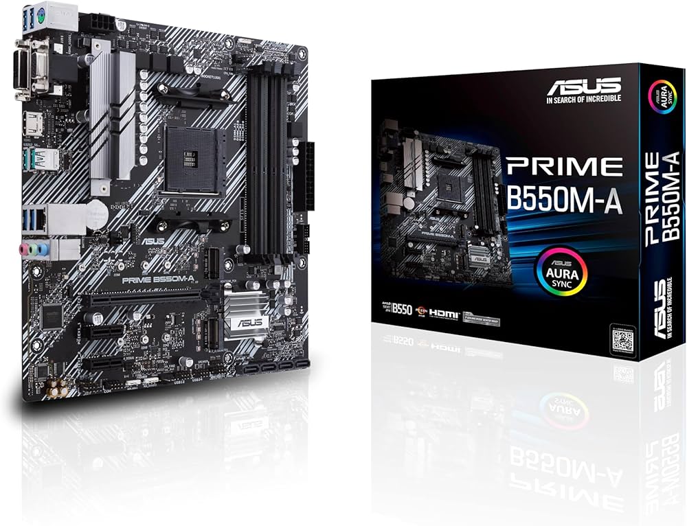 Материнська плата Asus Prime B550M-A, (sAM4, AMD B550, 4x DDR4, 1x PCI-Ex16, 1x M.2)