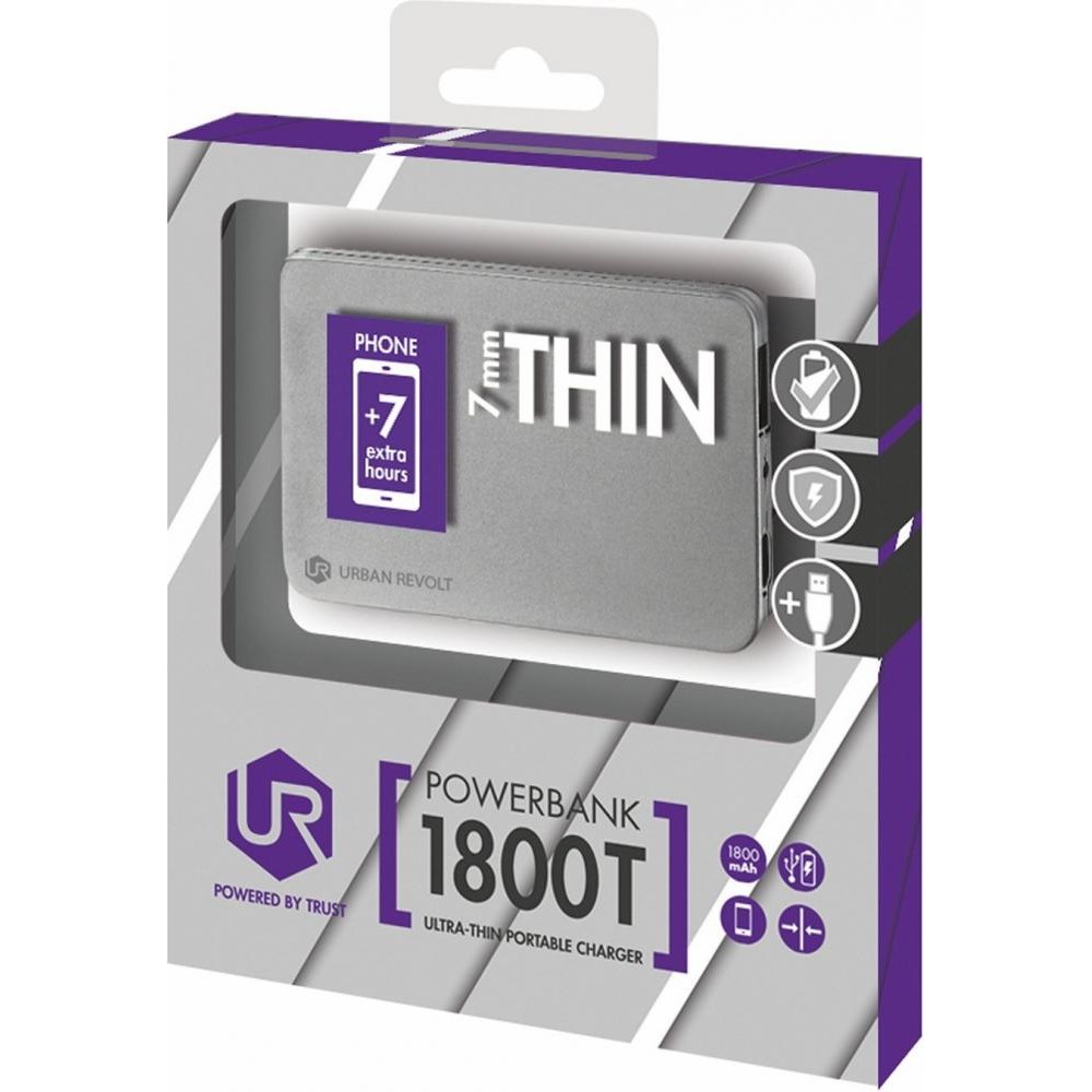 Портативні акумулятори (Power Bank) Trust 1800mAh urban revolt silver