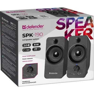 Колонки Defender SPK-190, 2х4,0 Вт USB, Black (65190)