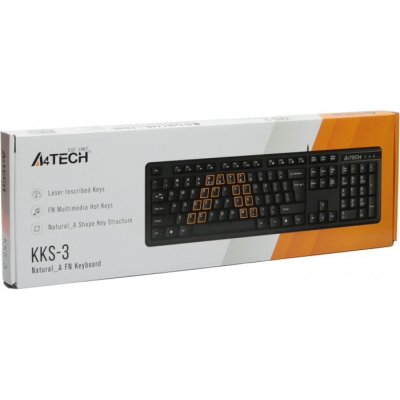 Клавіатура A4 Tech KKS-3, USB Black