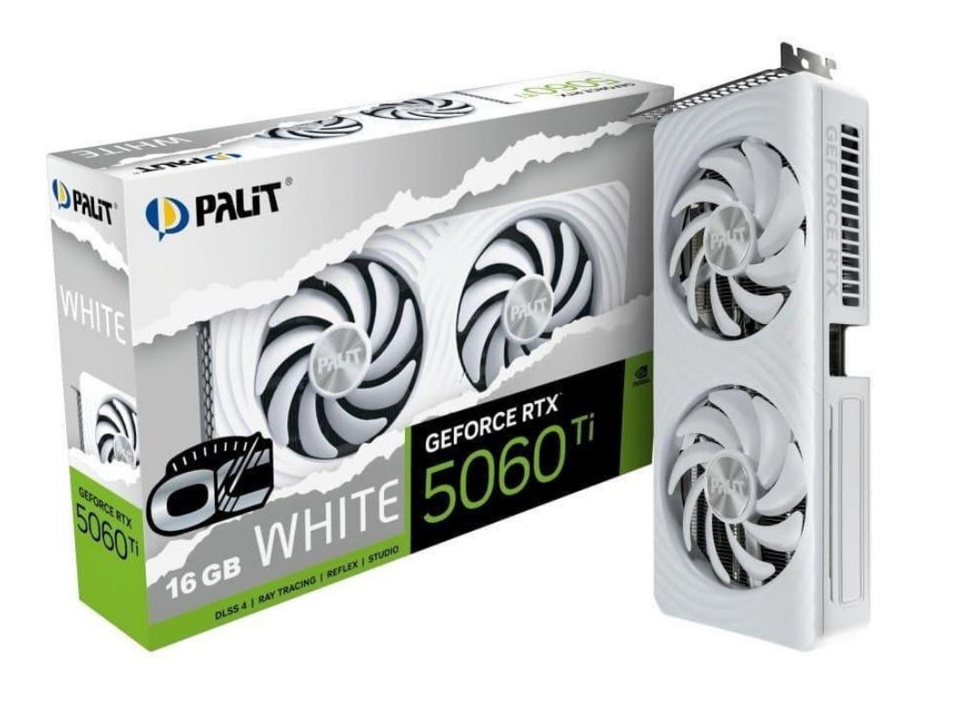 Відеоадаптер RTX5060 Ti 16GB GDDR7 128bit Palit DUAL White OC (NE7506TU19T1-GB2061M)