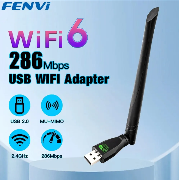 Обладнання Wi-Fi Adapter Fenvi 286 Мбіт/с AX286 Wi-Fi 6, USB