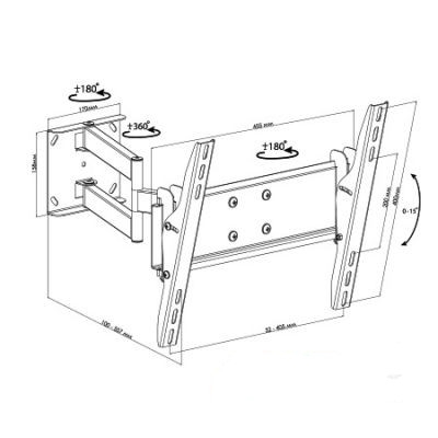 Настенное крепление KSL WM448T 32"-55" (40 кг.) наклон-поворот