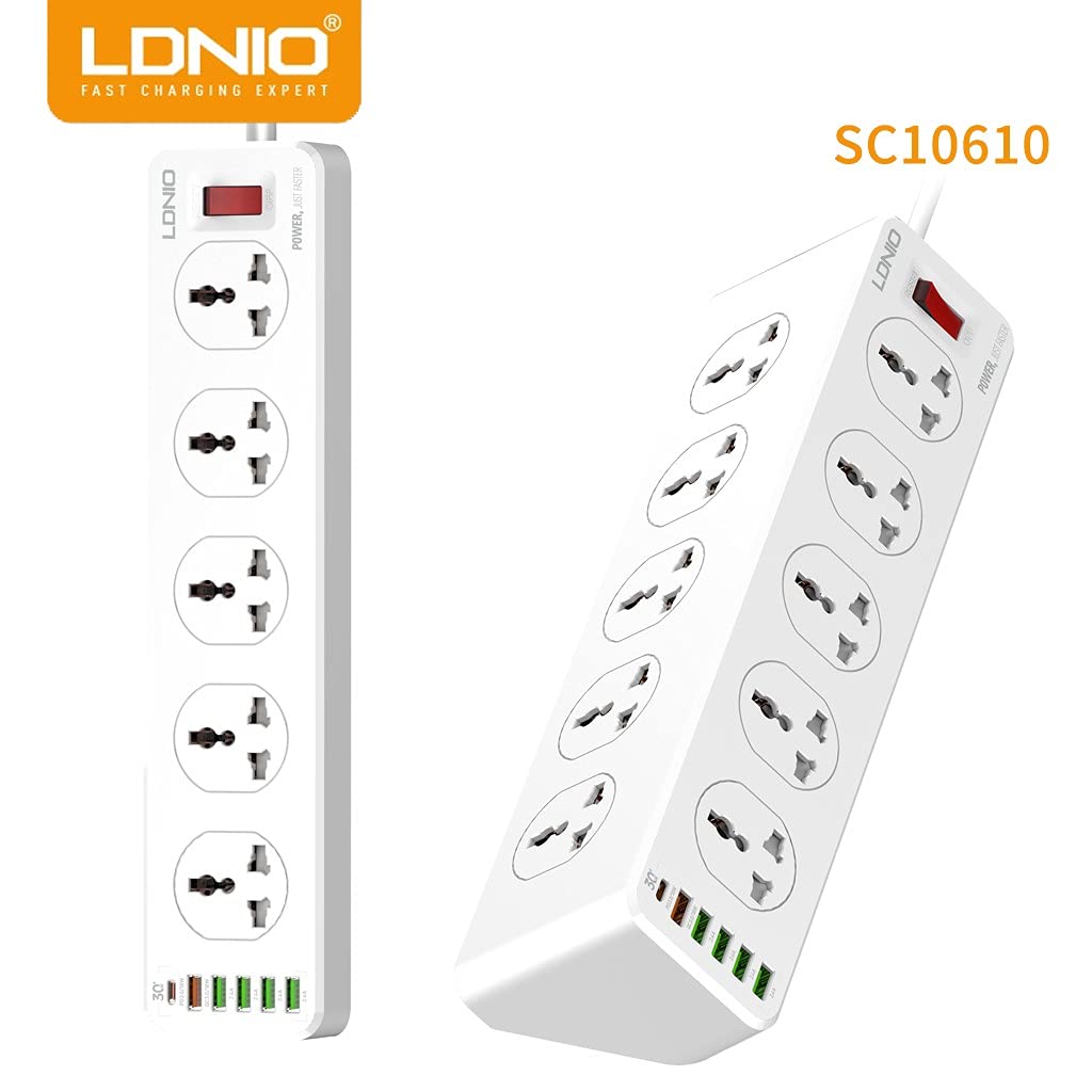 Мережевий фільтр Ldnio 2м, SC10610 10 розеток, 5 USB + Type-C