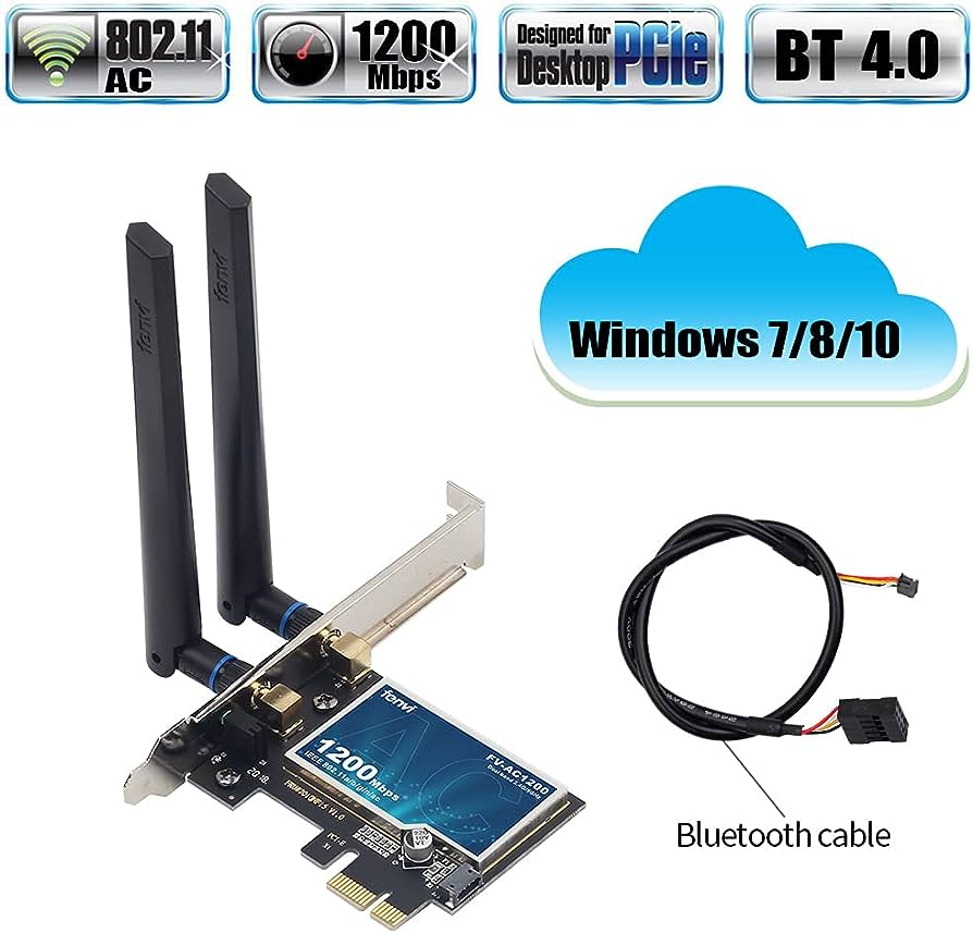 Обладнання Wi-Fi Adapter Fenvi FV-AC1200, Dual band 2.4/5GHz, Bluetooth 4.0, PCI-E