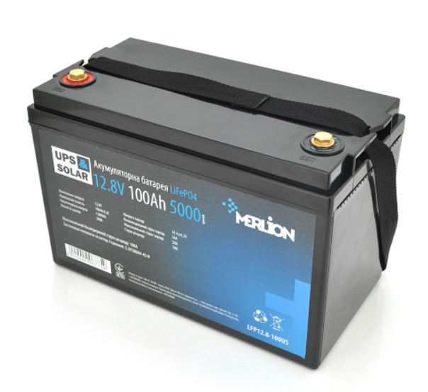 Акумулятор для ДБЖ Merlion LiFePO4 12.8V 100Ah, Black, 10,3 kg