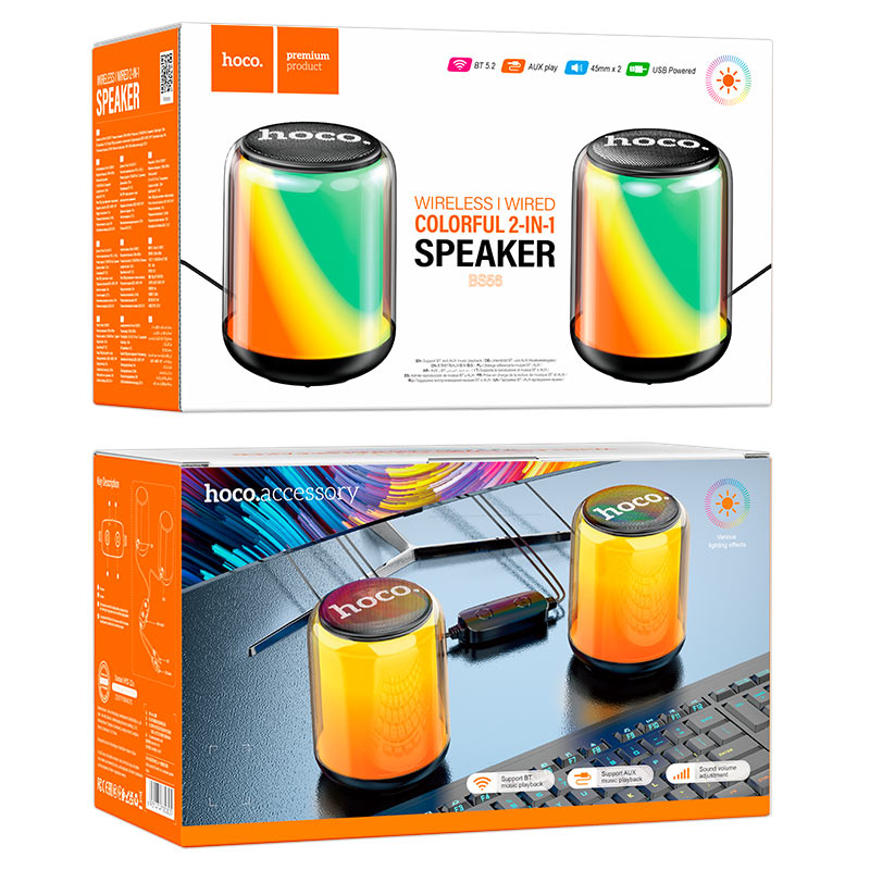 Колонки Hoco BS56 RGB Wireless (2x5W), USB
