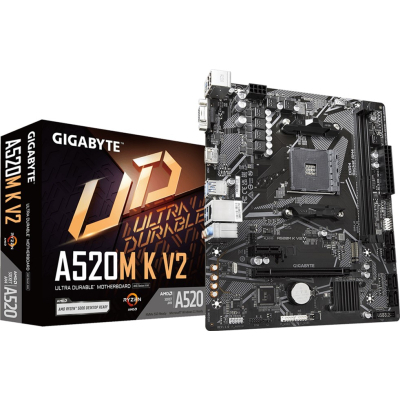 Материнська плата Gigabyte A520M K V2 (sAM4, AMD A520, 2x DDR4, PCI-Ex16, M.2)
