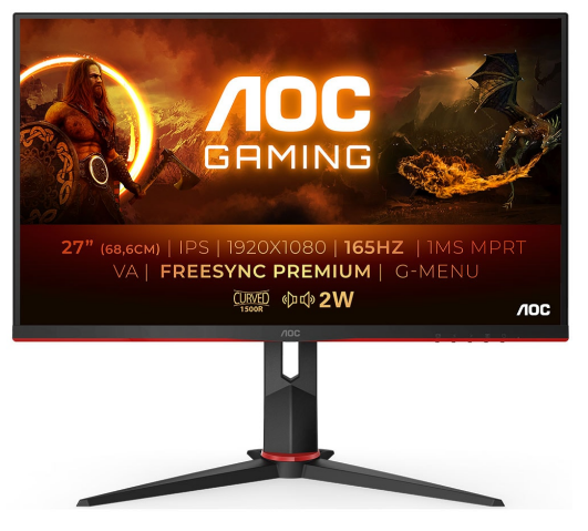 27" Монітор AOC G27G2AE, (FHD, VA 165Hz, Curved, VGA, 2xHDMI, DP)