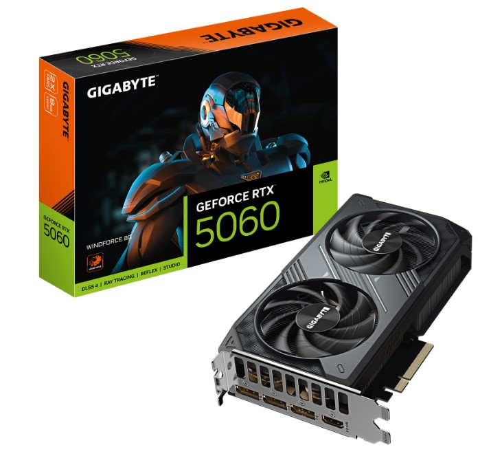 Відеоадаптер RTX5060 8GB GDDR7 128bit Gigabyte Windforce (GV-N5060WF2-8GD)
