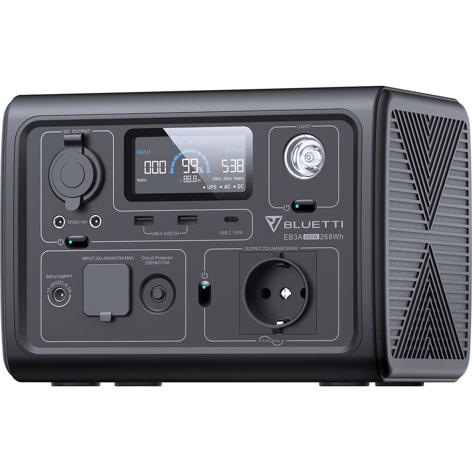 Зарядна станція BLUETTI EB3A, 600W (X-Boost 1200W), 1x Розетка, 2x USB-A, USB-C, автомобільна розетка