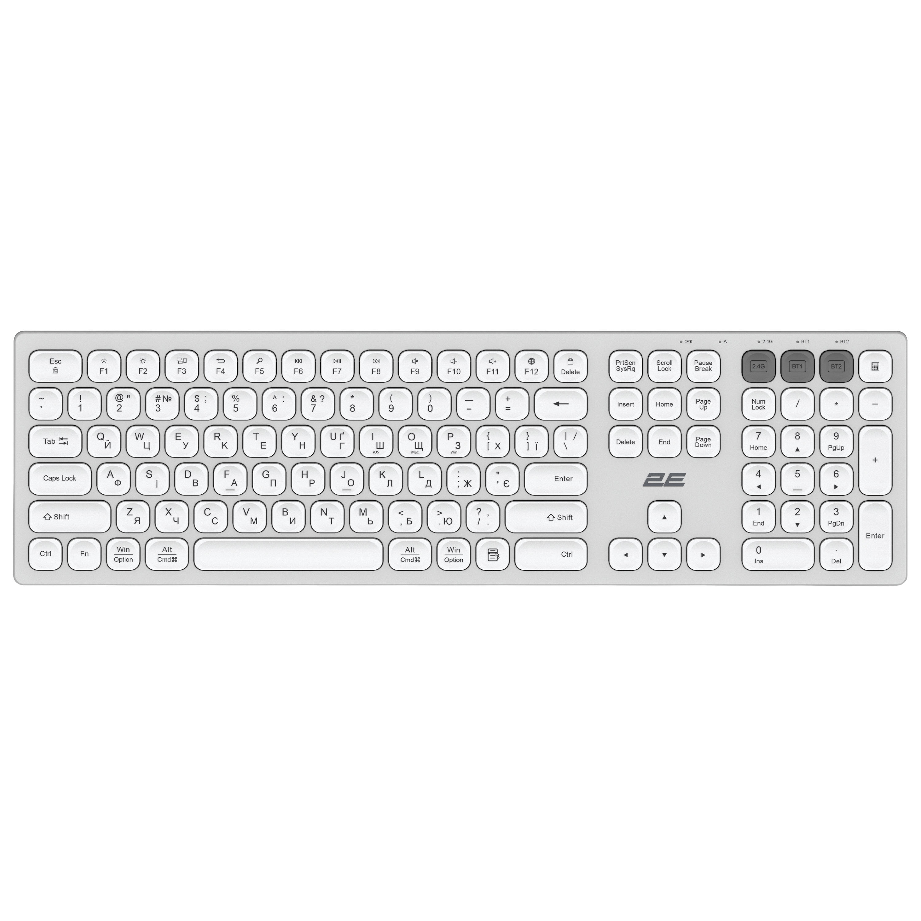 Клавіатура 2E KS270, White, Wireless/Bluetooth (2E-KS270WBWH_UA)