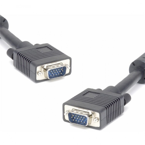 Кабель для монітора VGA - VGA 5m, (тато-тато) Merlion, 1 феррит, пакет (YT-VGA(M)/(M)3+4BL-5m)