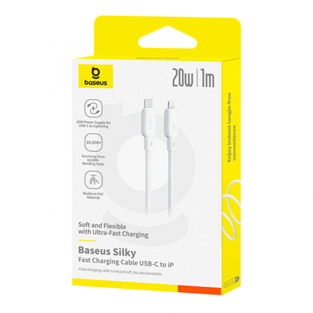 Кабель Type-C - Lightning(M), 1 m Baseus Silky 20W White (P10377700213-00)
