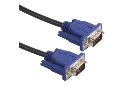Кабель для монітора VGA - VGA 5m, (тато-тато), Merlion чорний, Пакет 2 феррита (YT-VGA(M)/(M)3+2-5m)