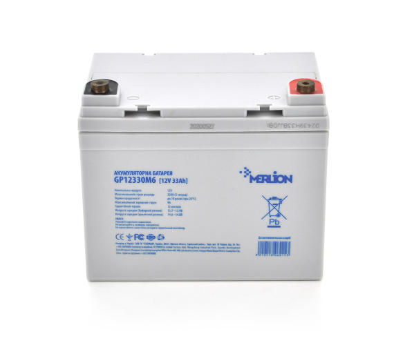 Акумулятор для ДБЖ MERLION AGM GP12330M6 12 V 33Ah (195 x 130 x 155 (165) ), 10.5 kg