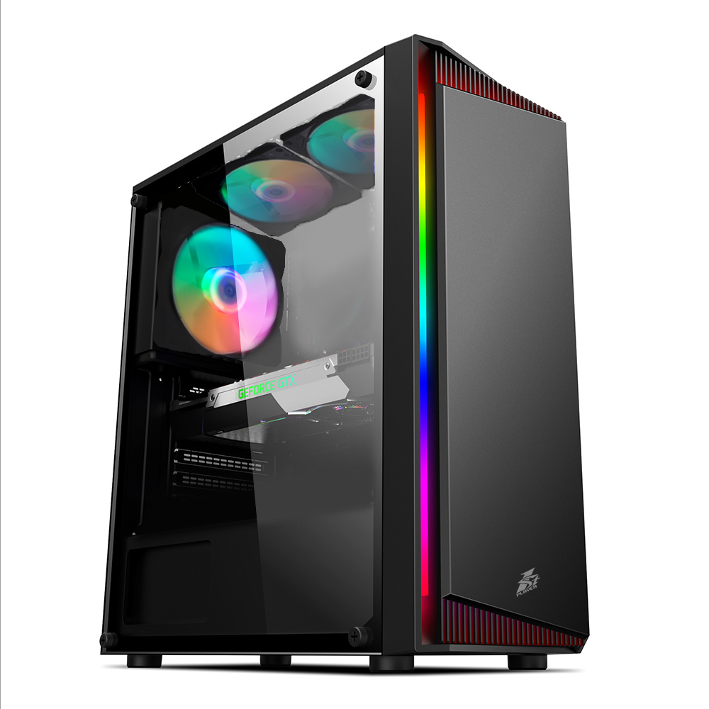 Корпус 1stPlayer RB-4-1G6-BK Color LED Black без БЖ