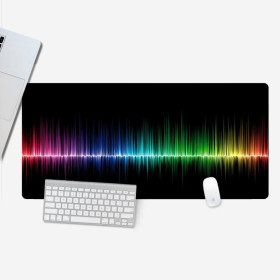 Килимок для мишки Colorful sound waves 300*800мм, 3мм, прошитий, Black, Пакет