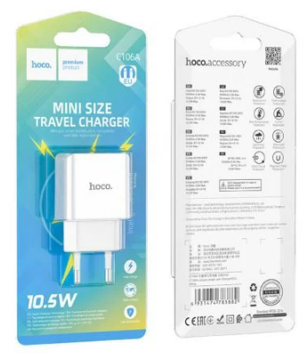 Зарядний пристрій Hoco C106A 10,5W, USB, White