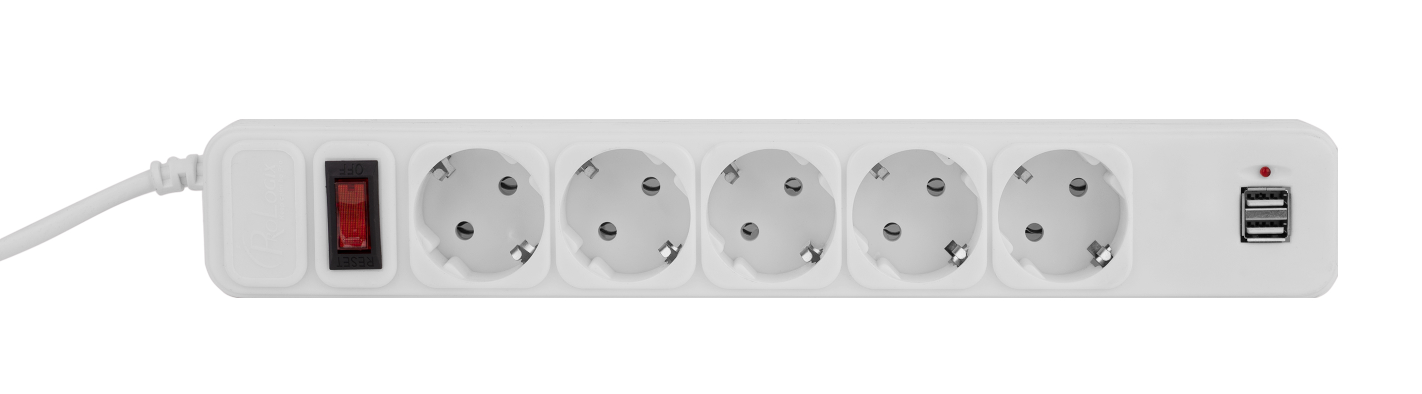 Мережевий фільтр ProLogix (PRS-075P5CUSB-30W) 5 розеток, 2 USB, 3.0 м, білий