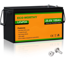 Акумулятор для ДБЖ ECO-WORTHY LiFePO4 24V 100Ah, з BMS, Black