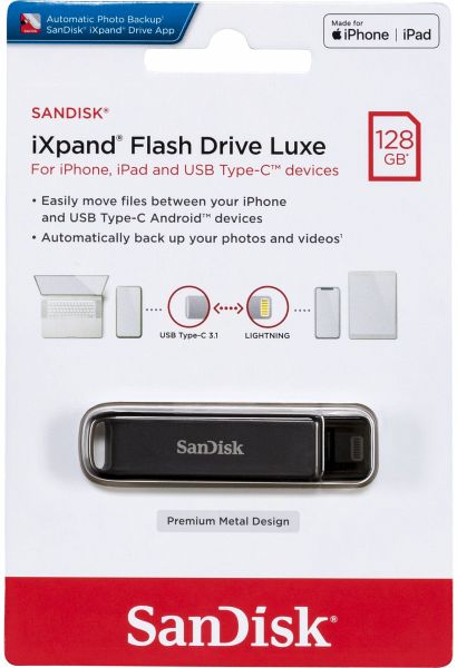Флеш память USB 128GB Sandisk iXpand Luxe USB 3.0 (for iPhone, iPad and Type-C devices) (SDIX70N-128G-GN6NE)
