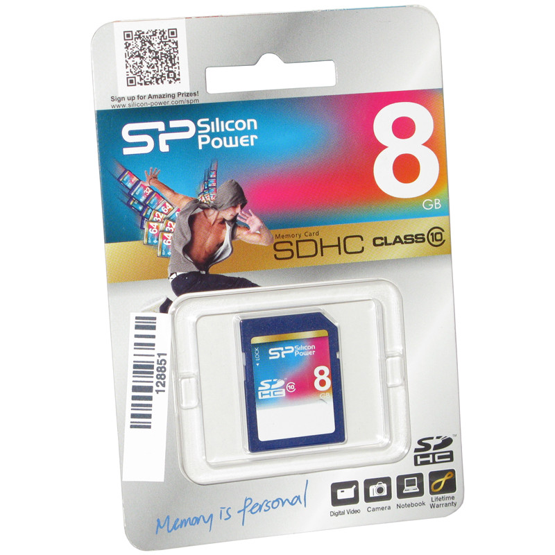 Флеш память SD 8GB Silicon Power (Class 10) (SP008GBSDH010V10)