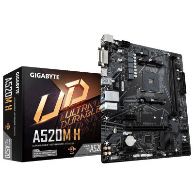 Материнська плата Gigabyte A520M H (sAM4, AMD A520, 2x DDR4, PCI-Ex16, M.2)